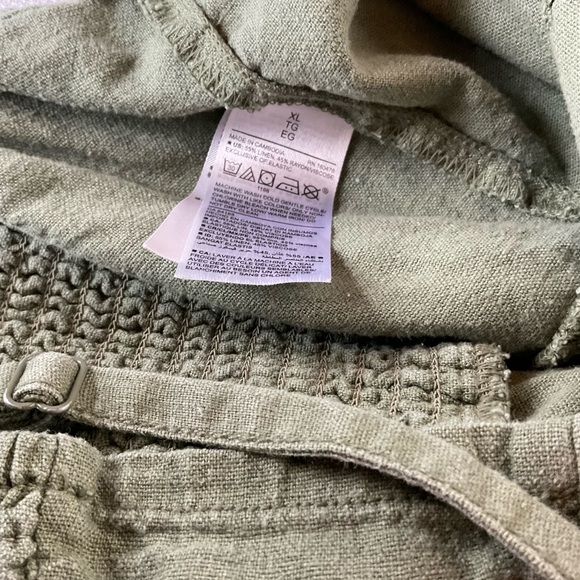 Old Navy Sage Green Linen Blend Wide Leg Jumpsuit Smocked Back XL - Picture 4 of 6